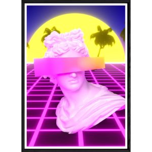 Tableau vintage rose avec cadre noir – Taille 23x32