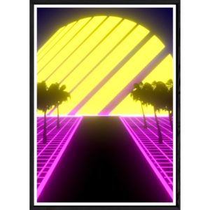 Tableau vintage rose avec cadre noir – Taille 23x32