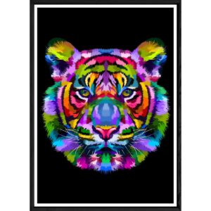 Tableau tigre avec cadre noir – Taille 32x42