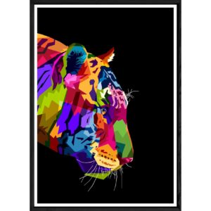 Tableau tigre avec cadre noir – Taille 32x42