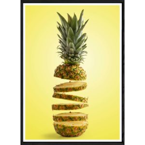 Tableau ananas avec cadre noir POP – Taille 32x42
